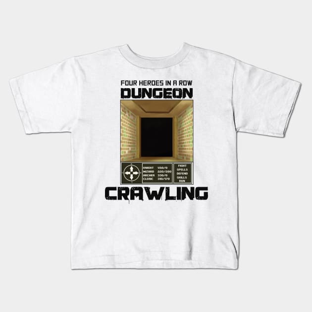 Four heroes in a row dungeon crawling video game screen and menu Kids T-Shirt by The Star-Man